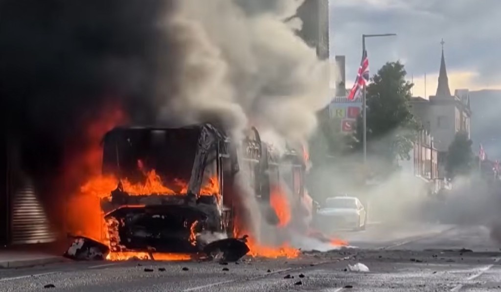 photo of burning car